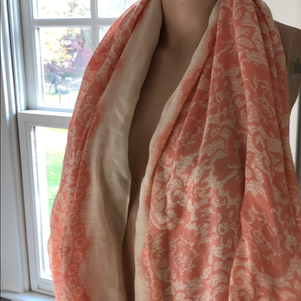Pink and cream floral scarf